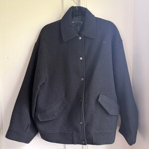 ASOS DESIGN Wool Blend Bomber Jacket in Dark Navy